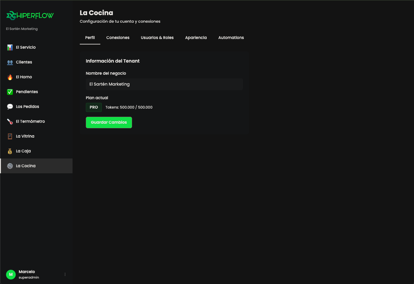 Módulo La Cocina — configuración