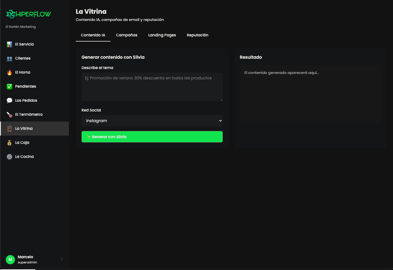 Módulo La Vitrina — marketing y contenido con IA