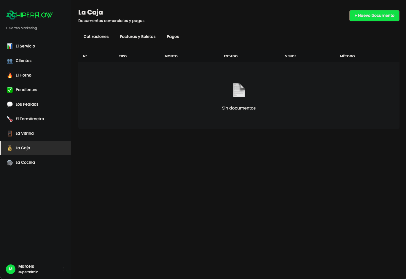 Módulo La Caja — documentos y pagos